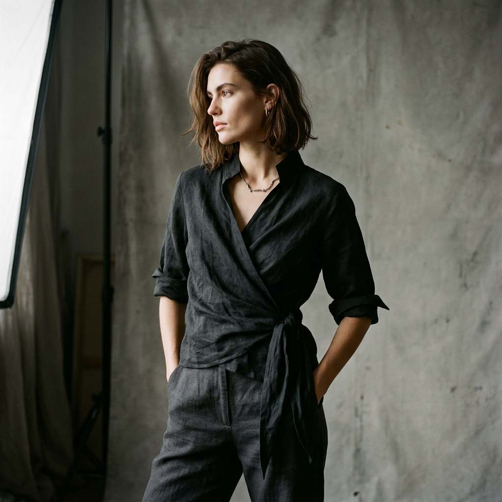 Look 04 - Linen Wrap Shirt